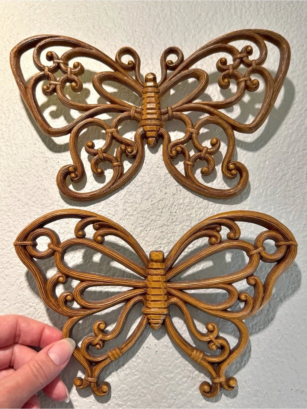 Vintage Butterfly Wall Art Set of 2 Butterflies 70s Boho 3D